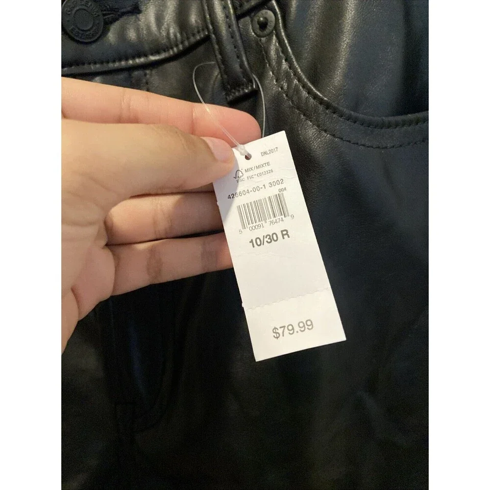 NWT The Gap 10/30r Straight Black Pleather Pants PU Stretch vegan leather - Picture 6 of 10